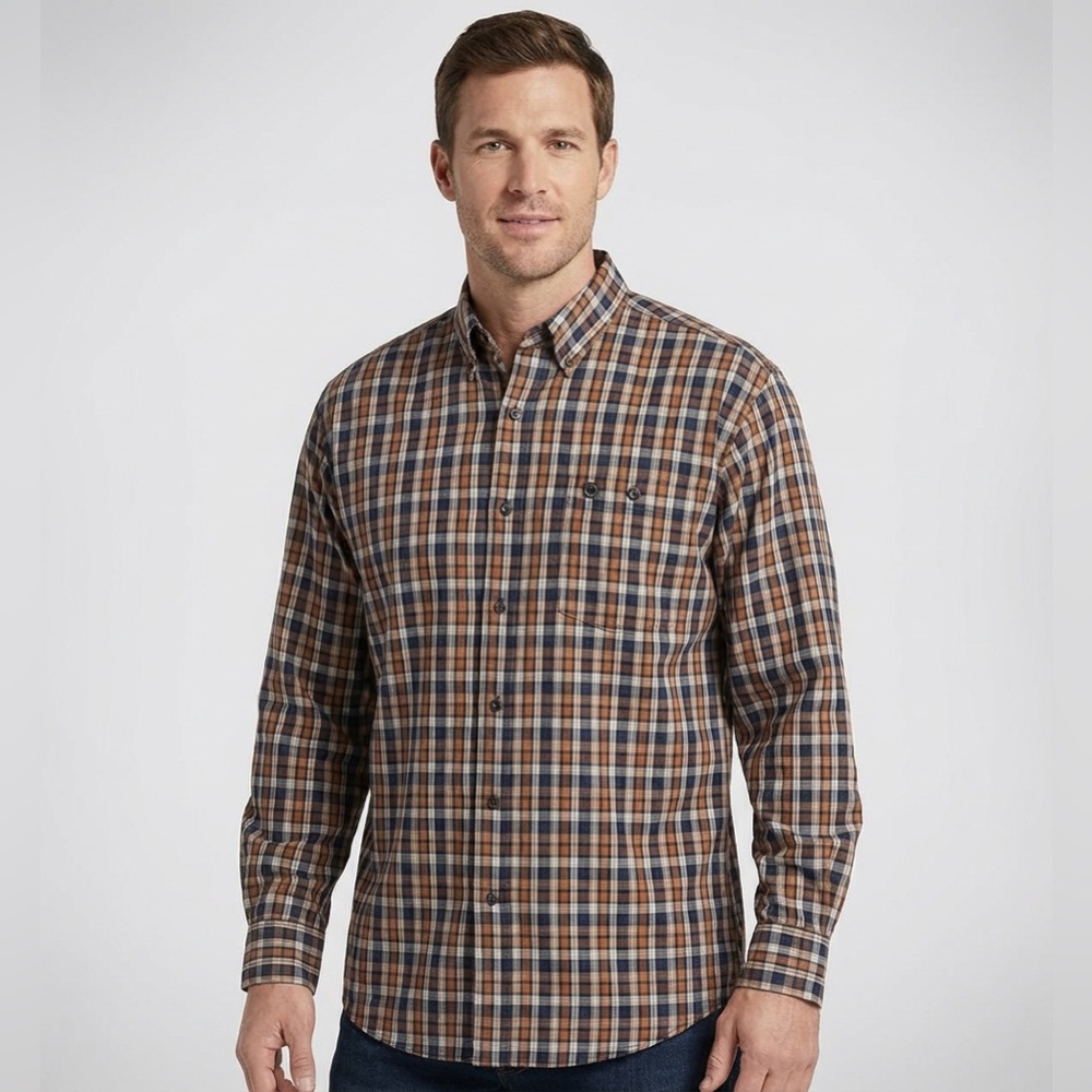 George Strait Wrangler Plaid Button Down Shirt Mens Large Western Long Sleeve